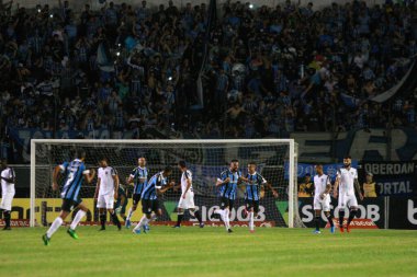 Porto Alegre - Ekim 02, 2019: Gremio 'ya karşı oynanan maçta, Amerika' nın Copa Libertadores takımının yarı finallerinde 1. maçta geçerlidir.