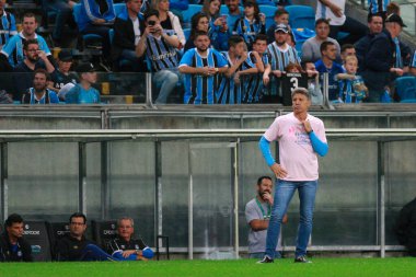 Porto Alegre - Ekim 02, 2019: Gremio 'ya karşı oynanan maçta, Amerika' nın Copa Libertadores takımının yarı finallerinde 1. maçta geçerlidir.