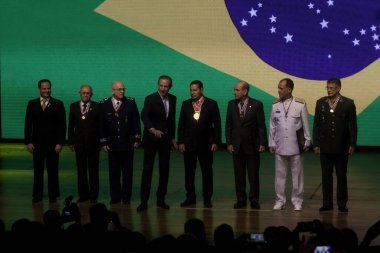 SAO PAULO, SP, 12.11.2019 - Vice-president of Brazi Hamilton Mourao and Minister of Defence Fernando Azevedo on opening of industrial Sao Paulo 