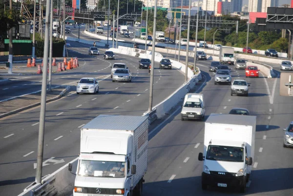 Verkeer Sao Paulo Oktober 2020 Sao Paulo Brazilië Zwaar Verkeer — Stockfoto