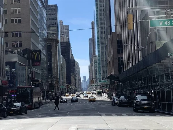 Abril 2020 Movimiento Personas Times Square Nueva York — Foto de Stock