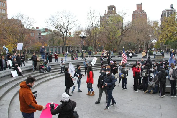 November 2020 New York Mensen Protesteren Tegen Sluiting Van Burgemeester — Stockfoto