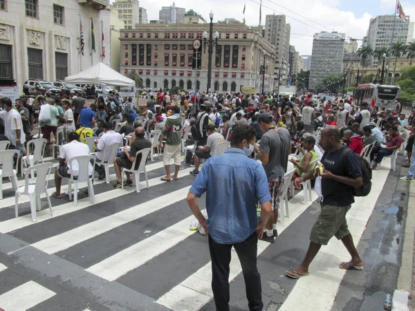 Hemlösa Protesterar Sao Paulo Januari 2021 Sao Paulo Brasilien Grupp — Stockfoto