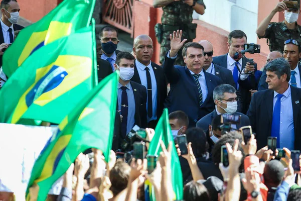 Abril 2020 Porto Alegre Brasil Presidente Brasileño Jair Bolsonaro Durante — Foto de Stock