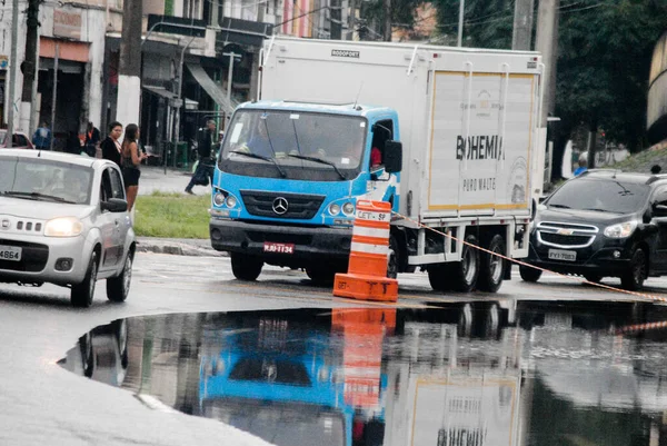 Paulo 2020 Flood Traffic Avenida Estado North Paulo Monday Afternoon — Stock Photo, Image