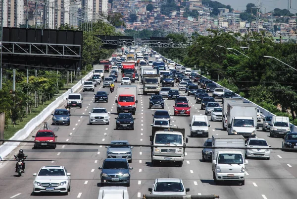 November 2020 Sao Paulo Brasilien Schwerer Fahrzeugverkehr Auf Der Marginal — Stockfoto