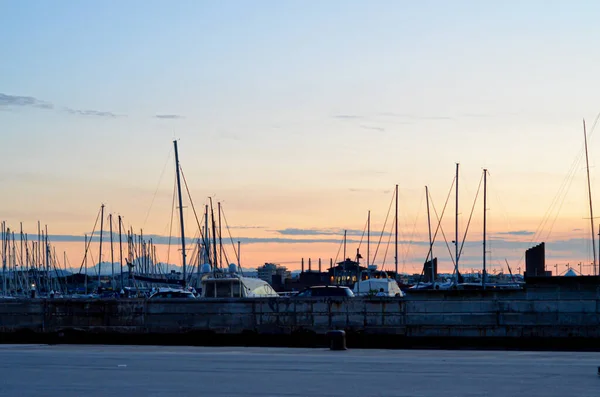 Rimini Ita 2020 Všechny Rimini Itálie Soumrak Italském Městě Rimini — Stock fotografie