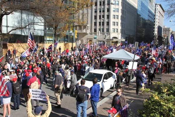 Novembro 2020 Washington Maryland Eua Apoiantes Trump Reúnem Freedom Plaza — Fotografia de Stock