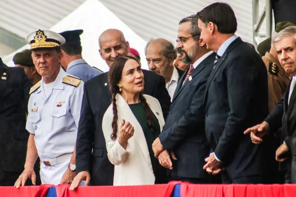 Sao Paulo 2020 Presidente Brasil Jair Bolsonaro Sobre Encuentro Con —  Fotos de Stock