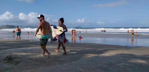 Florianopolis 2020 Movimiento Personas Playa Praia Matadeiro — Foto de Stock