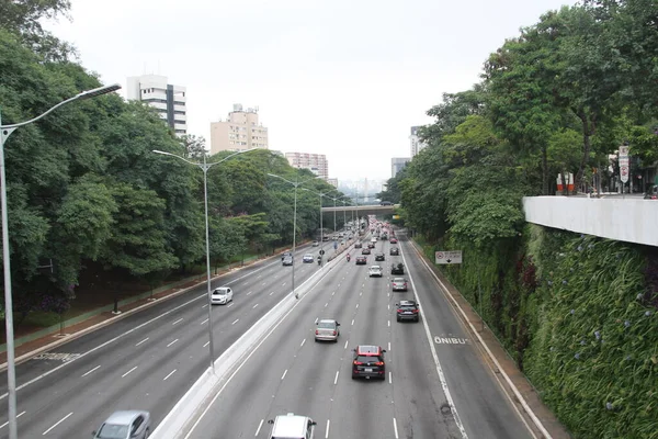 January 2021 Sao Paulo Brazil Heavy Traffic Vehicles Seen Mayo Stock Picture