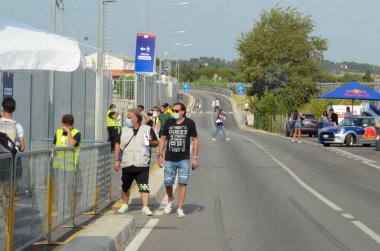 Emilia-Romagna Grand Prix Moto 'su. 20 Eylül 2020, Misano, İtalya: Bu Pazar (20) İtalya 'daki Circuit Marco Simoncelli' de Emilia-Romagna Grand Prix Moto 'da hareket var. Pilot Vinales kutuptan başladıktan sonra Misano 'da kazanıyor. Genişlik