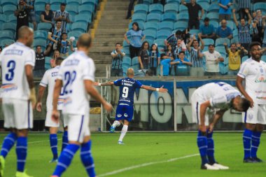 Porto Alegre - Ekim 02, 2019: Gremio 'ya karşı oynanan maçta, Amerika' nın Copa Libertadores takımının yarı finallerinde 1. maçta geçerlidir.