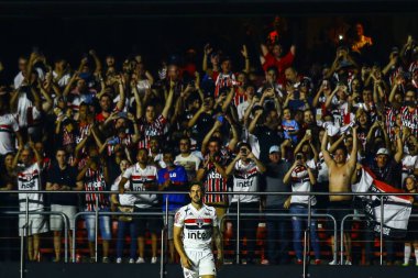 SAO PAULO - AUG 28, 2019: SAO PAULO VS SANTOS. Match between Sao Paulo against Santos for the 14th round of the Paulista championship, at the Paulo Machado de Carvalho stadium