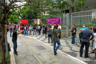 19 Temmuz 2020, Sao Paulo, Brezilya: Brezilya Cumhurbaşkanı Jair Bolsonaro 'yu protesto eden protestocular Central Sao Paulo' daki Franklin Roosevelt Parkı 'nda