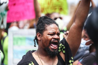 NEW YORK, 28 / 08 / 2020 - Siyahi HAYATLARI DURANTE O 57 ANIVERSARIO DA HISTORICA MARCHA DE MARTIN LUther King