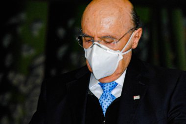 Covid-19: Sao Paulo Valisi ile basın toplantısı. 29 Mayıs 2020, Sao Paulo, Brezilya: Sao Paulo Valisi, Joao Doria ve Belediye Sekreteri Rubens Rizek ile basın toplantısı