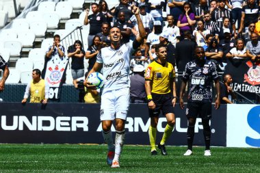 SAO PAULO - OCT 19, 2019: CORINTHIANS during the match between valid for the 27th round of the Brazilian Championship, at the Corinthians Arena in Itaquera