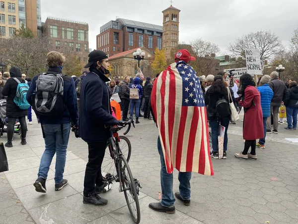 Novembro 2020 Nova York Eua Pessoas Protestam Contra Bloqueio Prefeito — Fotografia de Stock