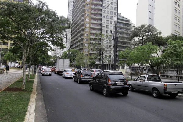 Trafiken Sao Paulo Oktober 2020 Sao Paulo Brasilien Tung Trafik — Stockfoto