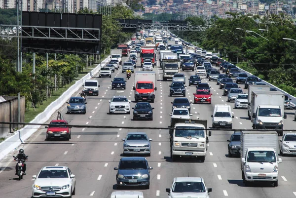 November 2020 Sao Paulo Brasilien Schwerer Fahrzeugverkehr Auf Der Marginal — Stockfoto