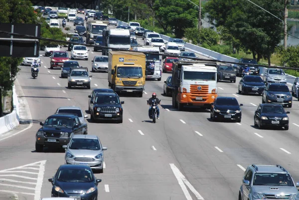 Listopadu 2020 Sao Paulo Brazílie Těžký Pohyb Vozidel Marginální Dálnici — Stock fotografie