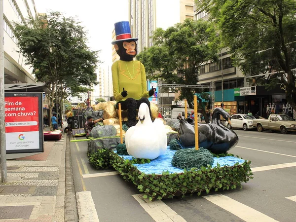 Curitiba 2020 Floats Cars Son Adjustments Yörüngeden Önce Cumartesi Caddedeki — Stok fotoğraf