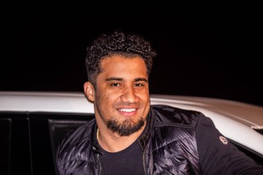 Sao Paulo 'daki Allianz Parque' da açık hava müzikali. 1 Ağustos 2020, Sao Paulo, Brezilya: Brezilyalı şarkıcılar yeni arabalı sinema formatında müzik şovlarını sunar