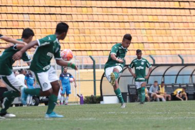 SAO PAULO - NOV 20, 2019 - PALMEIRAS vs SANTOS - during the Final of the Paulista U-15 Championship between Palmeiras and Santos, at the Pacaembu Stadium, in Sao Paulo