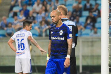 Porto Alegre - Ekim 02, 2019: Gremio 'ya karşı oynanan maçta, Amerika' nın Copa Libertadores takımının yarı finallerinde 1. maçta geçerlidir.