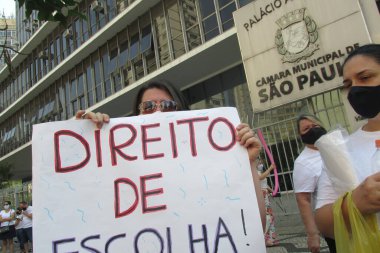 19 Temmuz 2020, Sao Paulo, Brezilya: Brezilya Cumhurbaşkanı Jair Bolsonaro 'yu protesto eden protestocular Central Sao Paulo' daki Franklin Roosevelt Parkı 'nda