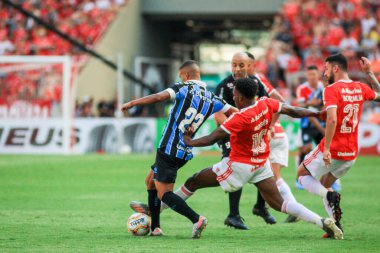 Porto Alegre - Ekim 02, 2019: Gremio 'ya karşı oynanan maçta, Amerika' nın Copa Libertadores takımının yarı finallerinde 1. maçta geçerlidir.