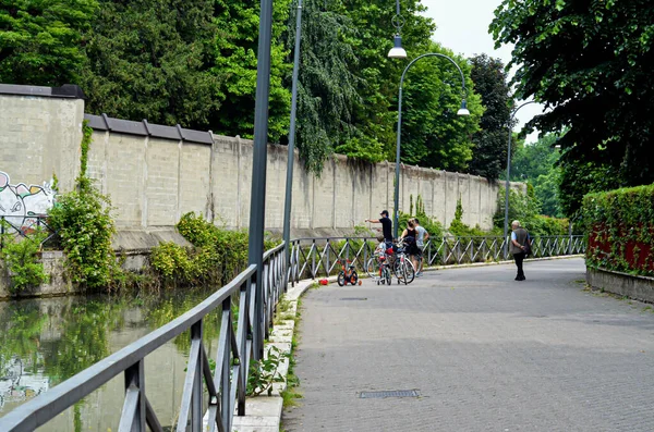 Int Covid Verkeer Van Personen Mei 2020 Milaan Italië Een — Stockfoto