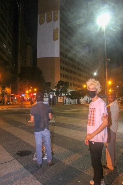 Rio Janeiro 2020 Pessoas Que Protestam Rio Janeiro Brasil — Fotografia de Stock