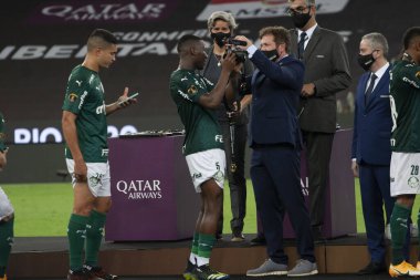 (Palmeiras şampiyonu Conmebol Libertadores 2020. 30 Ocak 2021, Rio de Janeiro, Brezilya: Palmeiras, Rio de Janeiro 'daki Maracana Stadyumu' nda Conmebol Libertadores 2020 finalini 1-0 yendi. İki takım Brezilyalı. Çok az hayran var.