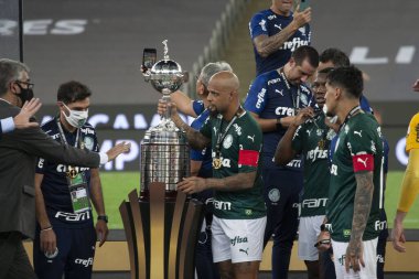 30 Ocak 2021, Rio de Janeiro, Brezilya: Rio de Janeiro 'daki Maracana Stadyumu' nda oynanan Conmebol Libertadores Finali için Palmeiras ve Santos arasında oynanan futbol maçı. 