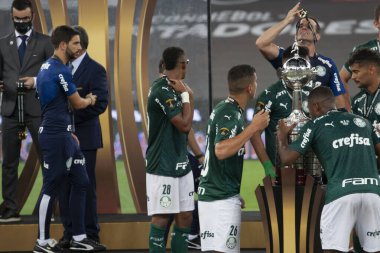 30 Ocak 2021, Rio de Janeiro, Brezilya: Rio de Janeiro 'daki Maracana Stadyumu' nda oynanan Conmebol Libertadores Finali için Palmeiras ve Santos arasında oynanan futbol maçı. 