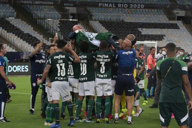 (Palmeiras şampiyonu Conmebol Libertadores 2020. 30 Ocak 2021, Rio de Janeiro, Brezilya: Palmeiras, Rio de Janeiro 'daki Maracana Stadyumu' nda Conmebol Libertadores 2020 finalini 1-0 yendi. İki takım Brezilyalı. Çok az hayran var.