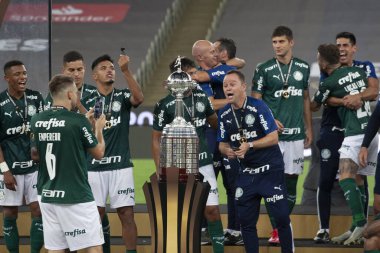 30 Ocak 2021, Rio de Janeiro, Brezilya: Rio de Janeiro 'daki Maracana Stadyumu' nda oynanan Conmebol Libertadores Finali için Palmeiras ve Santos arasında oynanan futbol maçı. 