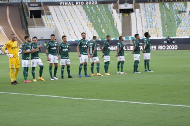 30 Ocak 2021, Rio de Janeiro, Brezilya: Rio de Janeiro 'daki Maracana Stadyumu' nda oynanan Conmebol Libertadores Finali için Palmeiras ve Santos arasında oynanan futbol maçı. 