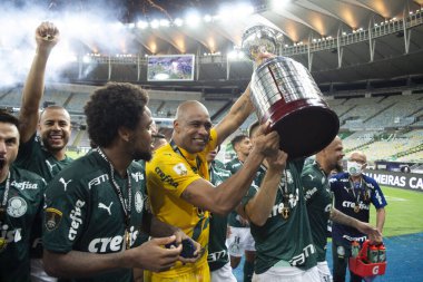(Palmeiras şampiyonu Conmebol Libertadores 2020. 30 Ocak 2021, Rio de Janeiro, Brezilya: Palmeiras, Rio de Janeiro 'daki Maracana Stadyumu' nda Conmebol Libertadores 2020 finalini 1-0 yendi. İki takım Brezilyalı. Çok az hayran var.