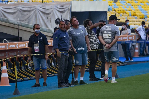 Santos Spieler Letztes Training Und Anerkennung Des Feldes Für Das — Stockfoto