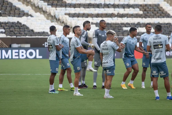 Santos Spieler Letztes Training Und Anerkennung Des Feldes Für Das — Stockfoto