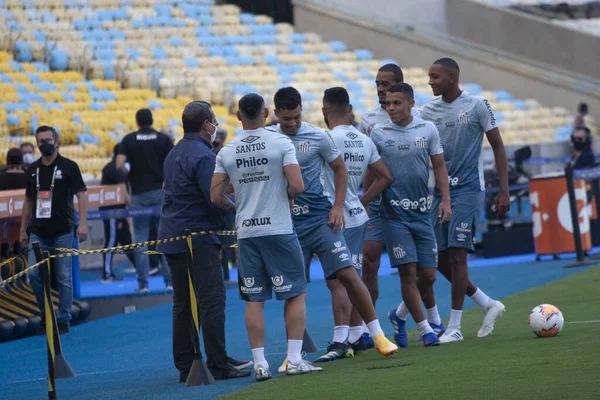 Santos Spieler Letztes Training Und Anerkennung Des Feldes Für Das — Stockfoto