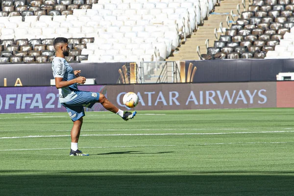 Santos Spieler Letztes Training Und Anerkennung Des Feldes Für Das — Stockfoto