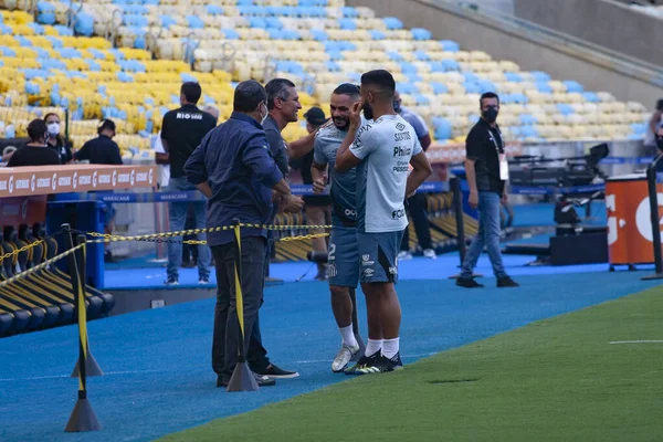 Santos Spieler Letztes Training Und Anerkennung Des Feldes Für Das — Stockfoto