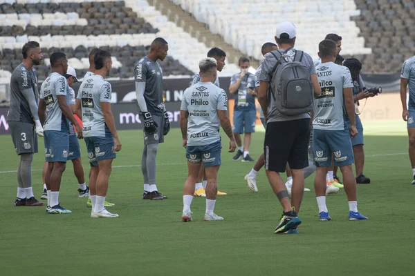 Santos Spieler Letztes Training Und Anerkennung Des Feldes Für Das — Stockfoto