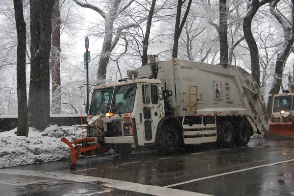 New York Hit Another Snowfall Февраля 2021 Года Нью Йорк — стоковое фото