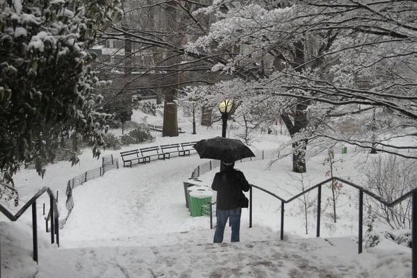 New New York Hit Another Snowfall February 2021 New York — Stock Photo, Image