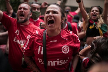 Rio de Janeiro, Brezilya - 21 Şubat 2021: Brezilya 1. Lig Futbol Ligi: Flamengo Uluslararası Futbol Ligine Karşı.